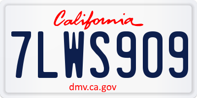 CA license plate 7LWS909