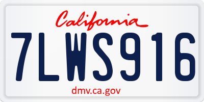 CA license plate 7LWS916