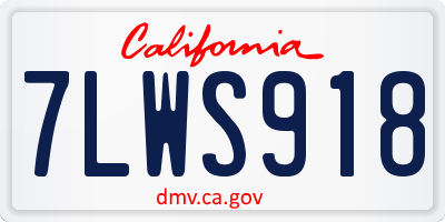 CA license plate 7LWS918