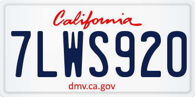 CA license plate 7LWS920