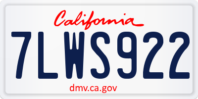 CA license plate 7LWS922