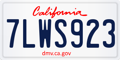 CA license plate 7LWS923
