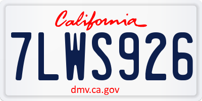 CA license plate 7LWS926
