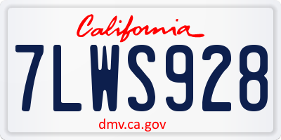 CA license plate 7LWS928