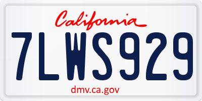 CA license plate 7LWS929