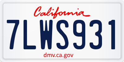 CA license plate 7LWS931