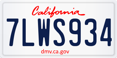 CA license plate 7LWS934