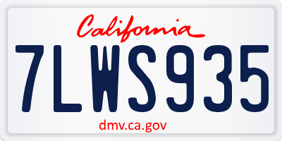 CA license plate 7LWS935
