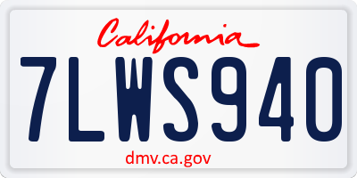 CA license plate 7LWS940