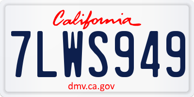CA license plate 7LWS949