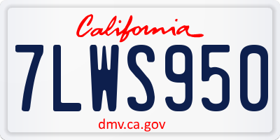 CA license plate 7LWS950