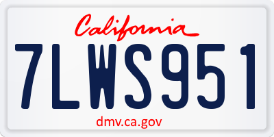 CA license plate 7LWS951