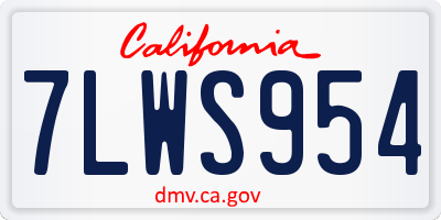 CA license plate 7LWS954