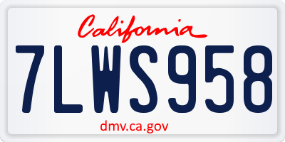 CA license plate 7LWS958