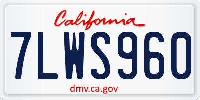 CA license plate 7LWS960