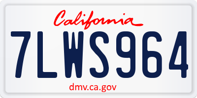 CA license plate 7LWS964