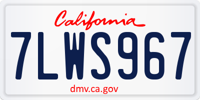 CA license plate 7LWS967