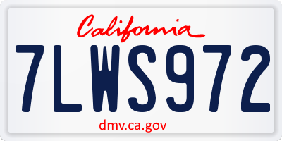 CA license plate 7LWS972