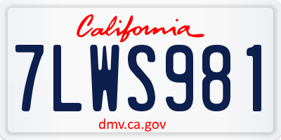 CA license plate 7LWS981