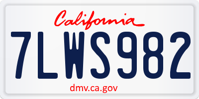 CA license plate 7LWS982