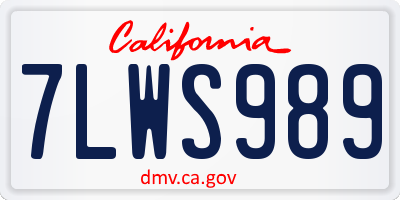 CA license plate 7LWS989