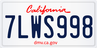 CA license plate 7LWS998