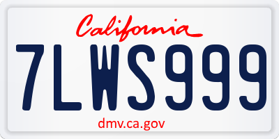 CA license plate 7LWS999