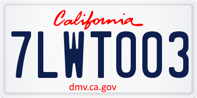 CA license plate 7LWT003