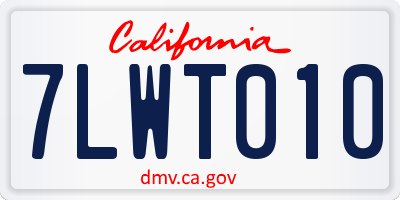 CA license plate 7LWT010