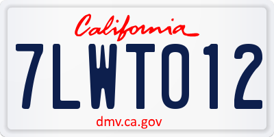 CA license plate 7LWT012