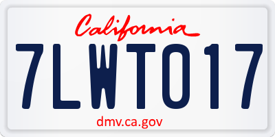 CA license plate 7LWT017