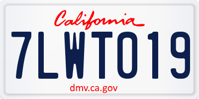 CA license plate 7LWT019