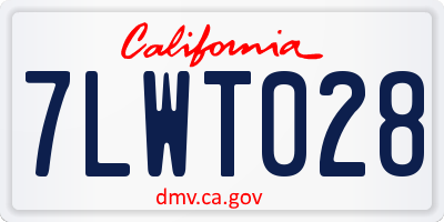 CA license plate 7LWT028