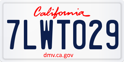 CA license plate 7LWT029