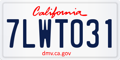 CA license plate 7LWT031