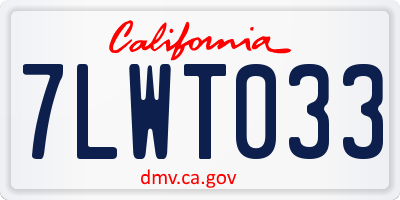 CA license plate 7LWT033