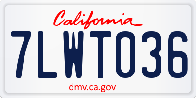 CA license plate 7LWT036