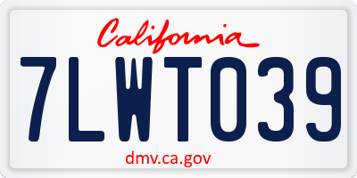 CA license plate 7LWT039