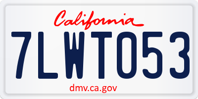 CA license plate 7LWT053