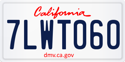 CA license plate 7LWT060