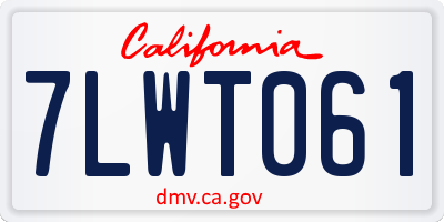 CA license plate 7LWT061