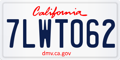CA license plate 7LWT062