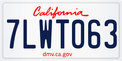 CA license plate 7LWT063