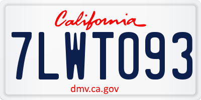 CA license plate 7LWT093