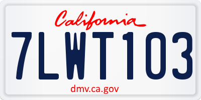 CA license plate 7LWT103