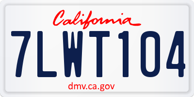 CA license plate 7LWT104