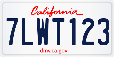 CA license plate 7LWT123