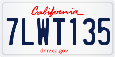 CA license plate 7LWT135