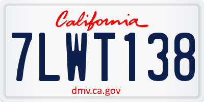 CA license plate 7LWT138