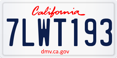 CA license plate 7LWT193